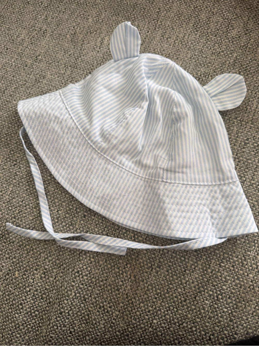 H&M Blue and White Striped Baby Sun Hat with Chin Ties